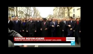 IBK, Hollande et Merkel, les chefs d'État défilent ensemble dans les rues de Paris