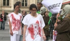 Lyon: une mise en scène macabre pour dénoncer les élections syriennes