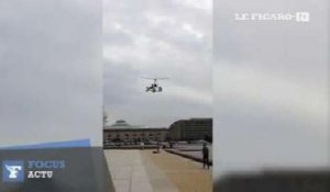 États-Unis : un homme pose un hélicoptère sur une pelouse du Capitole
