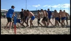 MHR : les rugbymen s'entrainement sur la plage (Pavacas)