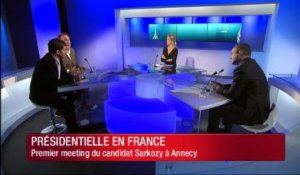 Présidentielle en France: premier meeting du candidat Sarkozy