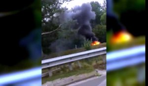 La voiture prend feu sur la  Nationale 31 à Clermont