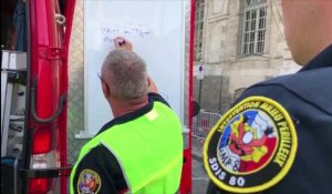 Les sapeurs-pompiers du Grimp se préparent à descendre dans le trou à Amiens