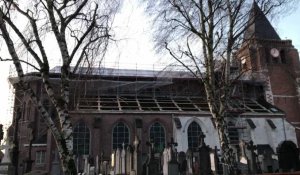 Un périmètre de sécurité a été établi autour de l'église de Verlinghem car des objets tombaient de la toiture en cours de réparation.