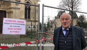 L'église Saint-Martin à Hallines fermée pour des raisons de sécurité, le clocher menace de s'effondrer 