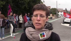 Retraites : action intersyndicale devant la permanence de la députée LREM de Haute-Garonne Corinne Vignon