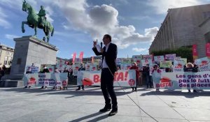 Manifestation du parti d'extrême gauche PTB-PVDA au Mont des Arts