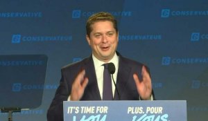 Elections canadiennes: arrivée du conservateur Andrew Scheer à son QG de campagne