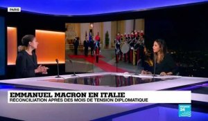 Emmanuel Macron en Italie, réconciliation après des mois de tensions diplomatiques.