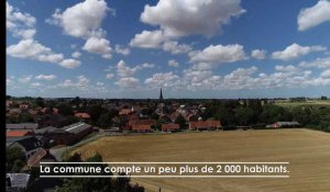 Présentation de la commune de Godewaersvelde vue du ciel