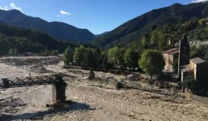 Roquebillière: le village défiguré après la crue torrentielle de la Vésubie