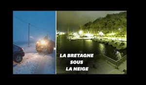 Les images des chutes de neige en Bretagne