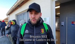 Réaction de Benjamin ROIX entraineur de Lambres lez Douai après le report du match de coupe de France contre Boulogne sur Mer