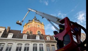 Douai : les sapeurs-pompiers au chevet de la collégiale Saint-Pierre