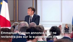 Lors de sa conférence de presse, Emmanuel Macron annonce qu'il ne reviendra pas sur la suppression de l'ISF