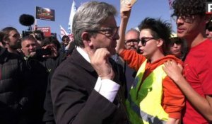 1er-Mai : manifestation rouge et jaune sur la Canebière à Marseille, Mélenchon présent