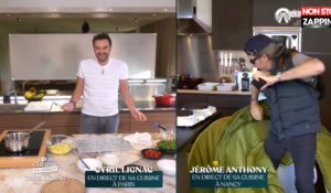 Tous en Cuisine : Jérôme Anthony chute en direct, fou rire pour Cyril Lignac (Vidéo)