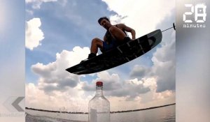 Le Rewind: Un bottle cap challenge avec une planche de surf