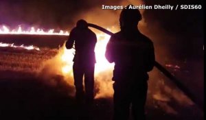 L'incendie de deux véhicules utilitaires provoque un feu de champ à Ponchon