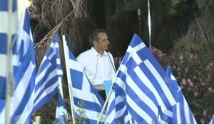 Athènes: Kyriakos Mitsotakis, leader du parti Nouvelle Démocratie, tient un rassemblement