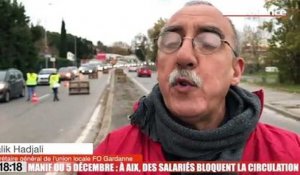 Manifestation du 5 décembre à Aix : des salariés bloquent la circulation à la Parade