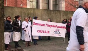 Manifestation du personnel hospitalier à l'hôpital Claude Hurier à Lille