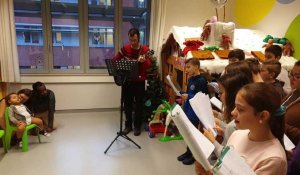 ecole de Saint-andre chante pour les enfants de pediatrie du CHU de Charleroi