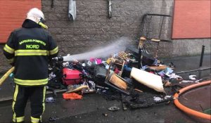 Reconnaissance et déblayage après un feu d'appartement à Valenciennes