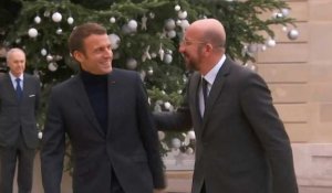 Emmanuel Macron reçoit Charles Michel, président du Conseil européen, à l'Elysée