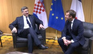 Sommet européen: Macron rencontre le Premier ministre Croate à Bruxelles