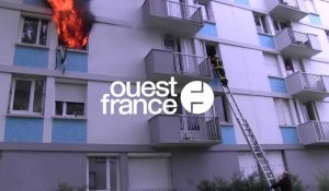Incendie à Rennes à Villejean. Les pompiers évacuent 4 personnes par la grande échelle