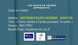 Bac Pro | Mathématiques algèbre - Analyse | Calcul mental à l'école populaire, 1ère partie