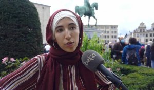 Manifestation à Bruxelles contre l'interdiction du foulard dans l'enseignement supérieur: interview de Souhaïla Amri