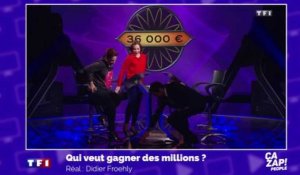 Camille Combal se retrouve par terre sur le plateau de qui veut gagner des Millions ?