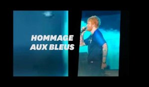 Ed Sheeran en maillot des Bleus lors d&#39;un concert à Lyon