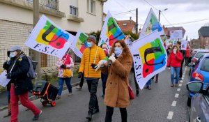 Salaires, Covid : les enseignants défilent contre Blanquer à Laon