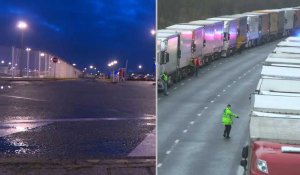 Le port de Calais déserté, des centaines de camions bloqués côté anglais