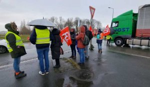 Grève du 7 mars : le rond-point de La Houssoye bloqué ce matin à la Chapelle-d’Armentières