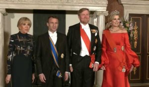 Le président français et son épouse posent pour une photo avec le roi et la reine néerlandaise