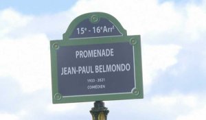 Inauguration à Paris d'une promenade Jean-Paul Belmondo, sous le métro de "Peur sur la ville"