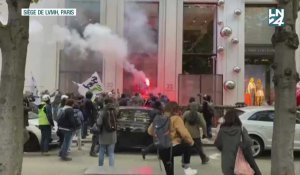  Des grévistes envahissent le siège de LVMH à Paris