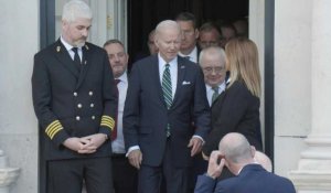 Le président américain Joe Biden quitte le Parlement irlandais à Dublin pour assister à un banquet