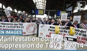 Manifestation des élus arrageois et des usagers du TGV Paris - Arras en juin 2014 [ARCHIVES]