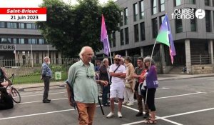 VIDÉO. À Saint-Brieuc, une centaine de personnes rassemblées contre la dissolution des Soulèvements de la Terre