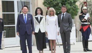 Le président Emmanuel Macron accueille son homologue sud-coréen à l'Elysée