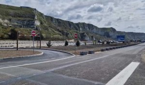 Aménagement d'un parking sur la plage d'Antifer à Saint-Jouin-Bruneval, près du Havre, ouvert aux usagers depuis le 15 avril 2023.