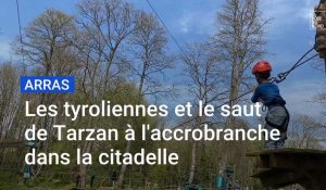 Les tyroliennes et le saut de Tarzan à l'accrobranche dans la citadelle d'Arras