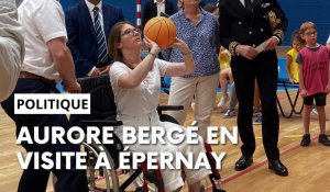 La ministre des Solidarités et des Familles Aurore Bergé en visite à Épernay