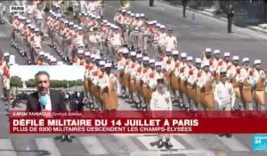 Défilé du 14-Juillet : les troupes à pied descendent les Champs-Elysées
