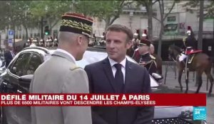 Défile du 14 juillet sur les Champs-Elysées : Emmanuel Macron arrive sur place